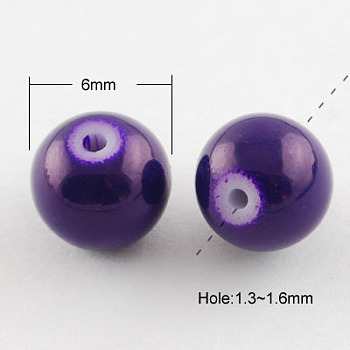 Painted Glass Bead Strands, Baking Paint, Round, Purple, 6mm, Hole: 1.3~1.6mm, about 133pcs/strand, 31.4 inch