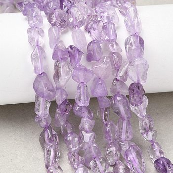 Natural Amethyst Beads Strands, Nuggets, Tumbled Stone, 6~10x6~8x4~5mm, Hole: 1mm, about 28~30pcs/strand, 7.87''(20cm)