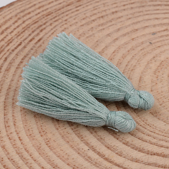Cotton Thread Tassel Pendant Decorations, Light Blue, 25~31x5mm, about 39~47pcs/bag