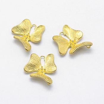 Brass Links connectors, Lead Free & Cadmium Free & Nickel Free, Flower, Raw(Unplated), 18x6x3mm, Hole: 1mm and 1.5x5mm