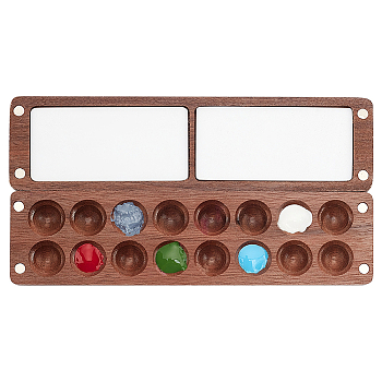 Wood & Acrylic Magnetic Flip Top Paintbox, Multifunction Palettes, Painting Supplies, Rectangle, Saddle Brown, 15.9x4.1x2cm, Hole: 15.5mm