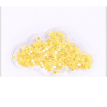 Quicksand Sequin Plastic Cabochons, for Hair Ornament & Costume Accessory, Cloud, Yellow, 7.7x4.7cm