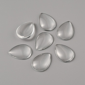 Transparent Glass Cabochons, Teardrop, Clear, 25x18x5mm
