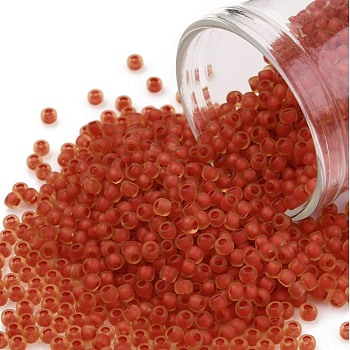 TOHO Round Seed Beads, Japanese Seed Beads, (388FM) Dark Red Lined Topaz Matte, 11/0, 2.2mm, Hole: 0.8mm, about 3000pcs/10g