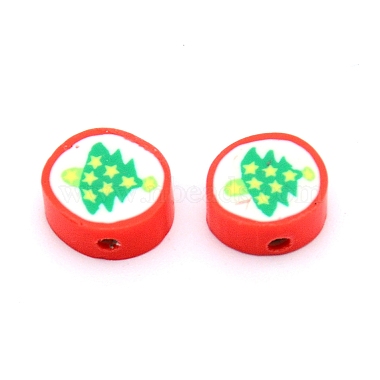 Green Flat Round Polymer Clay Beads