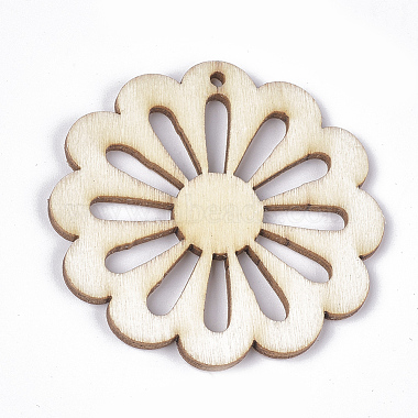 50mm Ivory Flower Wood Pendants