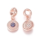 Brass Micro Pave Clear Cubic Zirconia European Dangle Charms(ZIRC-I036-18RG)-1