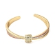 Brass Micro Pave Clear Cubic Zirconia Flat Round Open Cuff Bangles for Women(BJEW-M312-13)-2