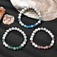 3Pcs 3 Color Natural Dyed Crackle Agate & Howlite Round Beaded Stretch Bracelets(BJEW-TA00449)-2