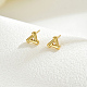 Real 18K Gold Plated Elegant Vintage Casual Fashion Stainless Steel Triangle Stud Earrings for Women(ZR3669-6)-1