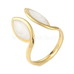 Ion Plating(IP) 304 Stainless Steel Enamel Horse Eye Open Cuff Rings for Women, Real 18K Gold Plated, US Size 7 1/4(17.5mm)(RJEW-L107-044G-01)