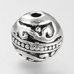 Tibetan Style Alloy Beads, Cadmium Free & Lead Free, Round, Antique Silver, 8mm, Hole: 1.5mm, about 550pcs/1000g(TIBE-S310-070AS-LF)