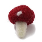 Handwork Felt Needle Felting Mushroom Ornaments, for Home Decoration Display, Dark Red, 36~41x32~34mm(AJEW-WH0289-38F)