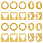40Pcs 2 Style Alloy Bead Frame, Matte Style, Donut & Heart, Matte Gold Color, 13x3mm, Hole: 1mm, 20pcs/style(FIND-DC0002-72)