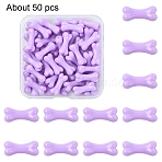 50Pcs UV Plating Acrylic Beads, Iridescent, Bone, Lilac, 19.5x8.5x7mm(PACR-YW0001-27A)