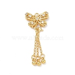 Brass Micro Pave Clear Cubic Zirconia Pendants, Cadmium Free & Lead Free, Rack Plating, Long-Lasting Plated, Butterfly with Tassel Charms, Golden, 38x16x5mm, Hole: 1.4mm(KK-D228-02G-02)