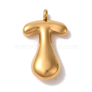 Ion Plating(IP) 304 Stainless Steel Pendants, Letter Charm, Golden, Letter T, 26x15.5x6mm, Hole: 2mm(STAS-M017-08G-21)