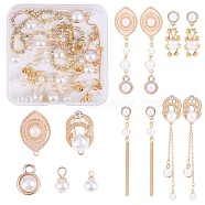 DIY Earring Making Kits, Including Plastic/Resin Pendants, Alloy/Brass Stud Earring Findings, Golden(DIY-SZ0009-30)