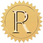 Self Adhesive Gold Foil Embossed Stickers, Medal Decoration Sticker, Letter R, 5x5cm(DIY-WH0575-033)