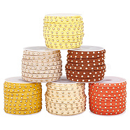 Elite 6 Rolls 6 Colors Faux Suede Cord, with Golden Tone Alloy Rivet, For Punk Rock Jewelry Making, Mixed Color, 5x2.5mm, about 5.46 yards(5m)/roll, 1 roll/color(LW-PH0002-26A)