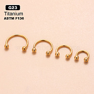 G23 Titanium Hoop Nose Rings, C-Shaped, Golden, 12mm, Pin: 1.2mm, Head: 3mm(WGCC61E-02)