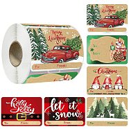 Christmas Theme Cartoon Paper Stickers, Self-adhesive Decorative Stickers Decals, Rectangle, Gnome, 75x50mm, 250pcs/roll(STIC-P013-06C)