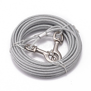 Dog Tie Out Cable, Steel Wire Rope, for Small to Large Dogs Pets, Silver, 5mm, Clasps: 77x27x14mm, about 10m/bundle(AJEW-WH0016-80P)