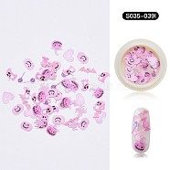 Halloween Nail Stickers, Nail Art Cabochons, Mixed Shape, for Fingernails Toenails Nail Tips Decoration, Pink, 4~12x3~10x0.1mm, about 50pcs/box(MRMJ-S035-039I)