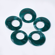 Acrylic Pendants, Imitation Gemstone Style, Flat Round, Teal, 47x5mm, Hole: 2mm, about 100pcs/500g(OACR-T007-05M)