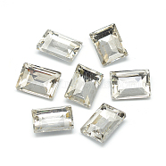 Pointed Back Glass Rhinestone Cabochons, Back Plated, Faceted, Rectangle, Clear, 18x13x5.5mm(RGLA-T031-13x18mm-01)