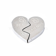 304 Stainless Steel Beads, Heart with Word, Stainless Steel Color, 14.5x11x3mm, Hole: 1.8mm(STAS-S080-060P-NR)