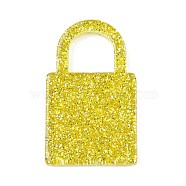Acrylic Pendants, Glitter Powder, Padlock, Gold, 25.7x15.5x2.3mm, Hole: 7.4x7.6mm(KY-L080-020)