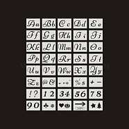 Letter A~Z/Number/Sign PET Plastic Hollow Painting Silhouette Stencil, DIY Drawing Template Graffiti Stencils, Mixed Shapes, 21x15cm, 40pcs/set(DRAW-PW0009-06)