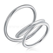 Rhodium Plated 925 Sterling Silver Interlock Triple Loops Chunky Ring, Wire Wrap Jewelry for Women, Platinum, US Size 6 1/2(16.9mm)(JR908A)