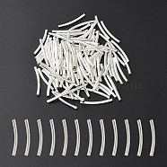 100Pcs Brass Tube Beads, Curved Tube, Silver, 30x3mm, Hole: 2.5mm(KK-YW0001-64)