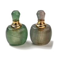 Natural Fluorite Dropper Perfume Bottles, with Golden Tone 304 Stainless Steel Findings, SPA Aromatherapy Essemtial Oil Empty Bottle, Golden, 3.9~3.95x3.1~3.15x6.1~6.2cm(DJEW-H010-05G-03)