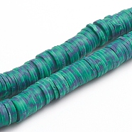 Handmade Polymer Clay Beads, Heishi Beads, Disc/Flat Round, Dark Cyan, 6x0.5~1mm, Hole: 1.6mm, about 407pcs/strand, 16.34 inch(41.5cm)(CLAY-CJC0002-06)