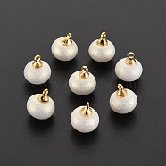 ABS Plastic Imitation Pearl Pendants, with Golden Plated Brass Loop, Round, Creamy White, 12x10mm, Hole: 1.6mm(KK-N242-019)