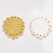Resin Pendants, Imitation Woven Rattan Pattern, Flower, Yellow, 43x45.5x4mm(RESI-S364-28D)
