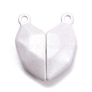 Spray Painted Alloy Heart Split Pendants, with Magnetic, for Couple Necklaces Bracelets Jewelry Making Gifts, White, 19.5x17x5mm, Hole: 1.6mm(PALLOY-B007-01B)