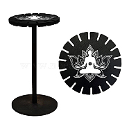 Wooden Wheel, Wooden Display Shelf, Black Holder Stand, Rustic Divination Pendulum Storage Rack, Witch Stuff, Lotus Pattern, Wheel: 120x8mm, 2pcs, Studdle: 288x12mm, 1pc(DJEW-WH0046-005)