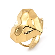 304 Stainless Steel Open Cuff Rings, Hammered Heart, Real 18K Gold Plated, Inner Diameter: 17mm(RJEW-Z018-18G)