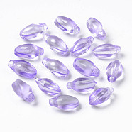 Transparent Spray Painted Glass Pendants, with Glitter Powder, Bud, Lilac, 15x8.5x7.5mm, Hole: 1.2mm(GLAA-S190-016A-02)