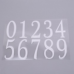 Waterproof VINYL Plastic Stickers, Number 0~9, White, 16.5x24cm, Stickers: 75x27~38mm(DIY-WH0195-21B)