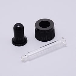 Straight Tip Glass Droppers, with Rubber Bulb and Screw Cap, for Glass Essential Oils Dropper Bottles, Black, 63x21mm, Capacity: 5ml(MRMJ-WH0063-37A)