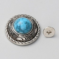 Zinc Alloy Decorative Rivets, with Synthetic Turquoise and Iron Screws, for Purse, Bags, Leather Crafts Decoration, Flat Round, Deep Sky Blue, 20x9.5mm, Hole: 2.5mm(BUTT-WH0028-36B-01)