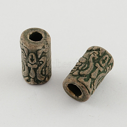 Handmade China Clay Beads Antique Porcelain Beads, Ceramic Column Beads for Beaded Jewelry Making, Coffee, 17x10mm, Hole: 5mm(PORC-S769-06)