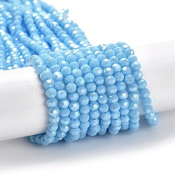 Opaque Glass Beads Strands, Faceted, Round, Light Sky Blue, 4mm, Hole: 0.7mm, about 88~95pcs/strand, 12.99~14.06 inch(33~35.7cm)(EGLA-A035-P4mm-A08)