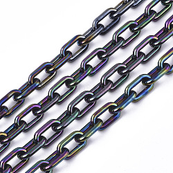 Acrylic Opaque Cable Chains, AB Color, Oval, Black, 13x8x2mm, 19.68 inch(50cm)/strand(X-PACR-N009-002A)