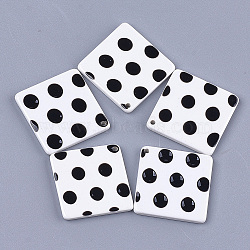 Cellulose Acetate(Resin) Pendants, Rhombus with Polka Dot, White, 33~33.5x33~33.5x2.5mm, Hole: 1.4mm(KY-S158-31A)